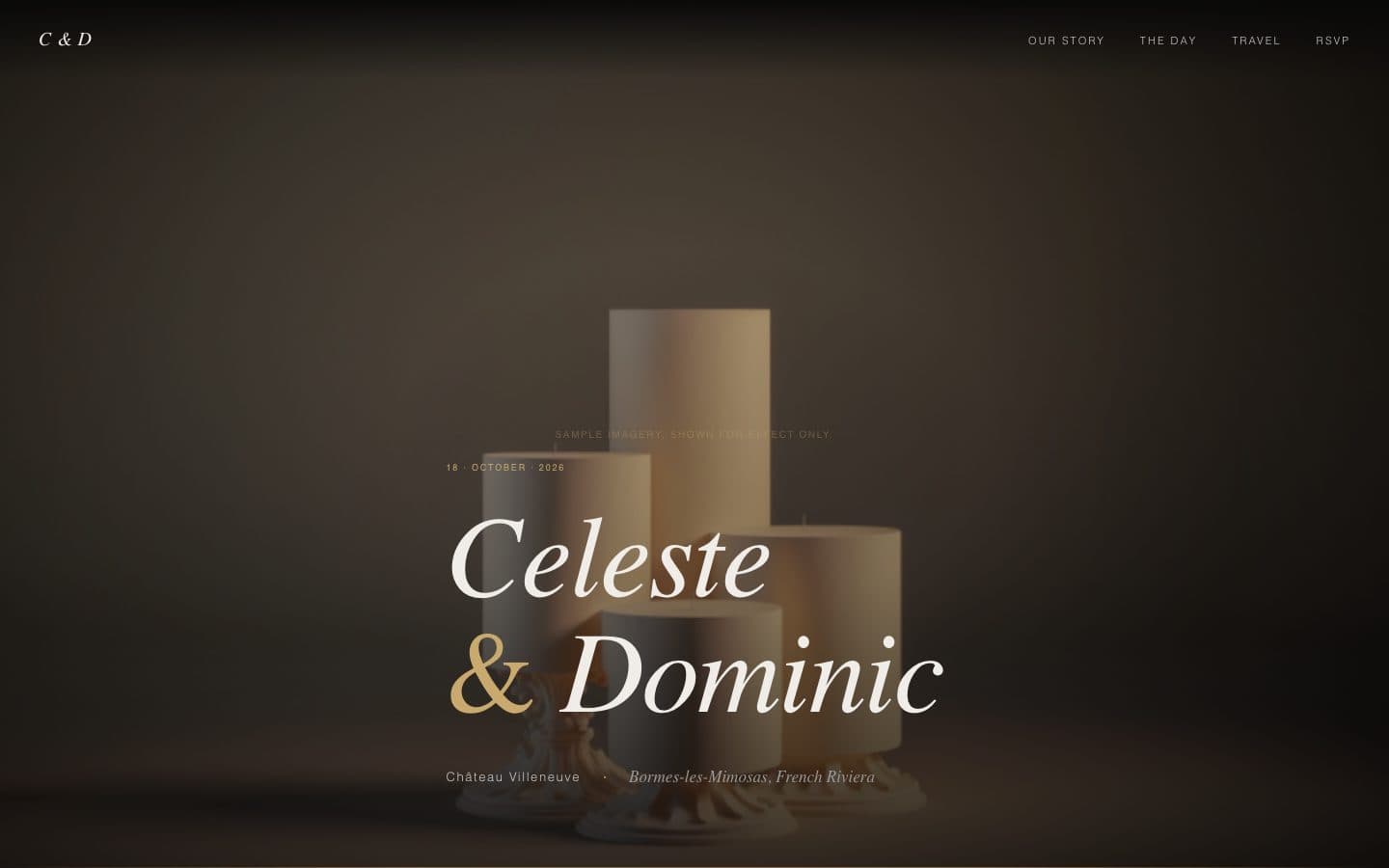 Neo Noir Luxury, a wedding website design